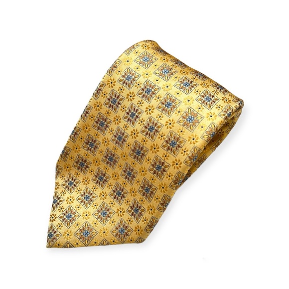 Ermenegildo Zegna Other - Ermenegildo Zegna 100% Silk Yellow Blue Floral Print Made in Italy Tie